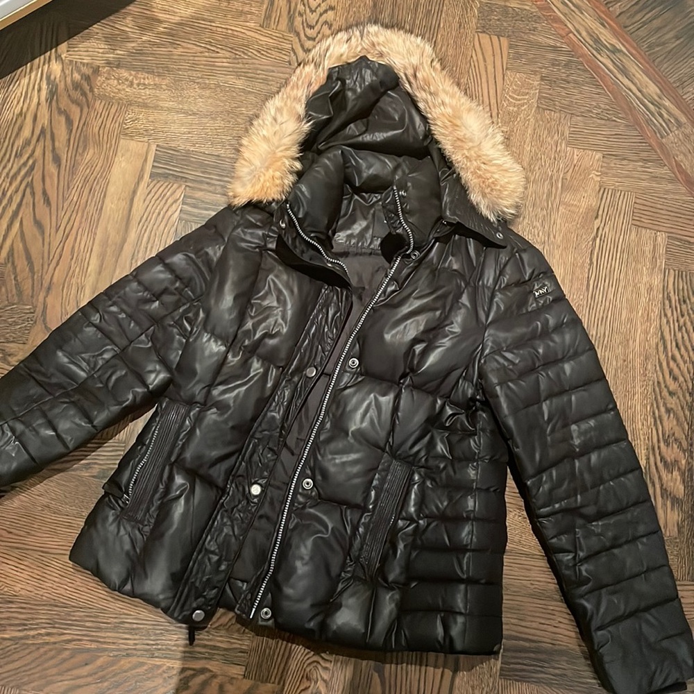 Womens black mark ny puffer